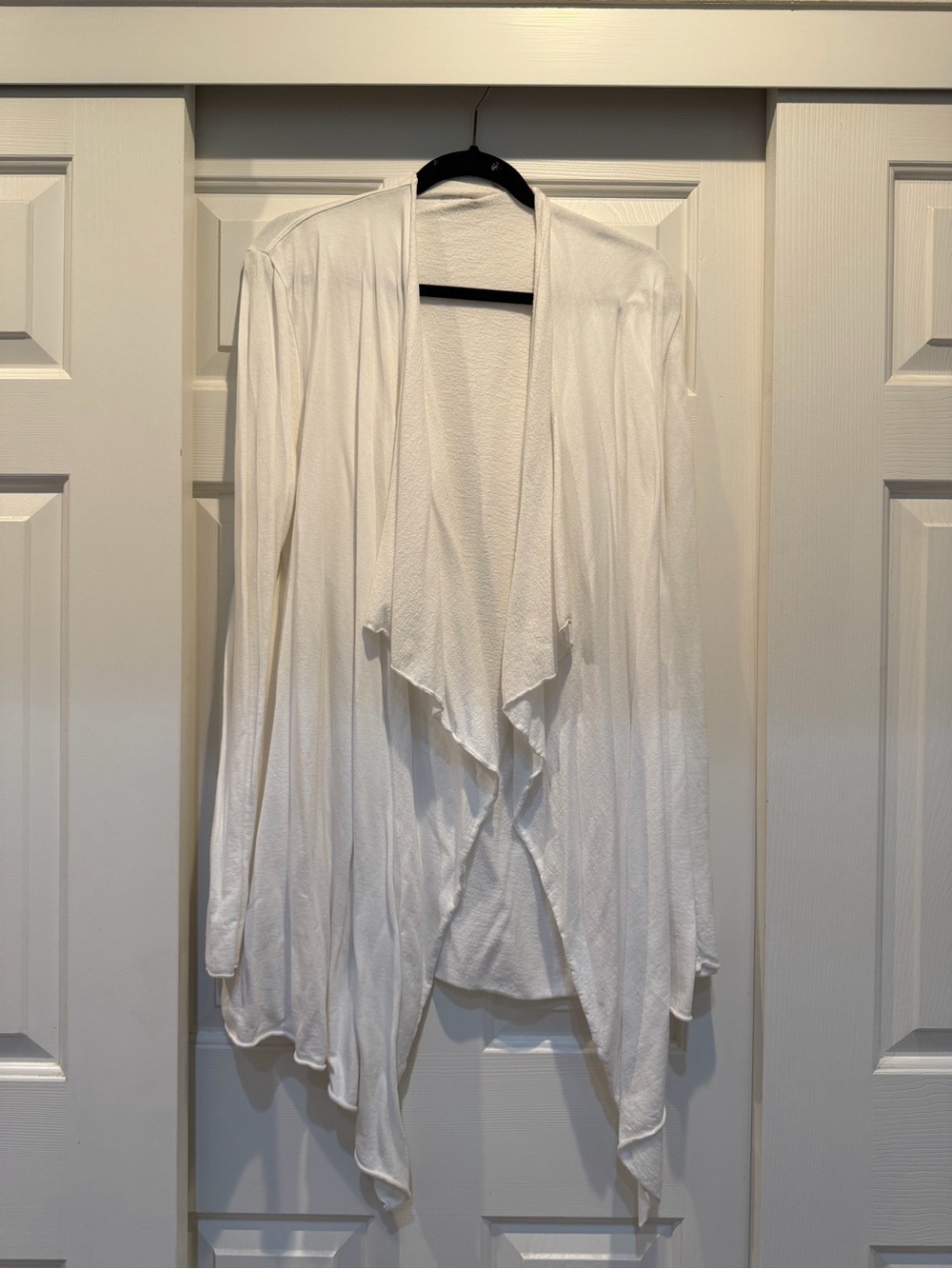 Hard Tail White Draped Open-Front Cardigan